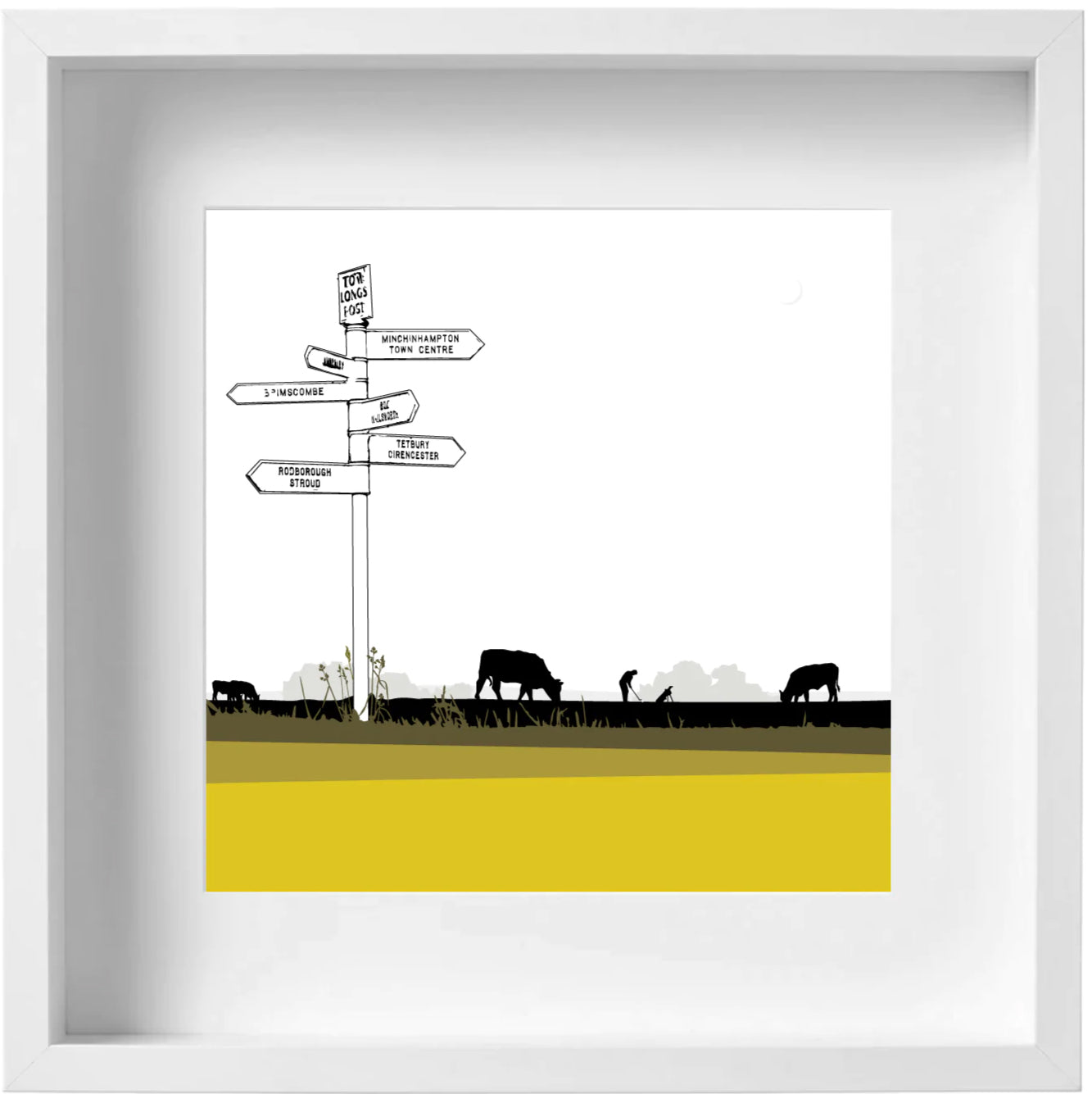Tom Longs Post, Minchinhampton Common, Gloucestershire - Framed Art Print by Nichola Kent