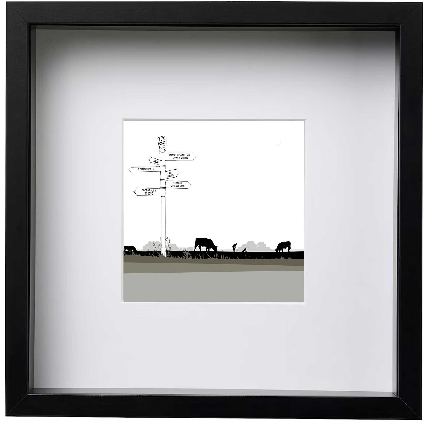 Tom Longs Post, Minchinhampton Common, Gloucestershire - Framed Art Print by Nichola Kent