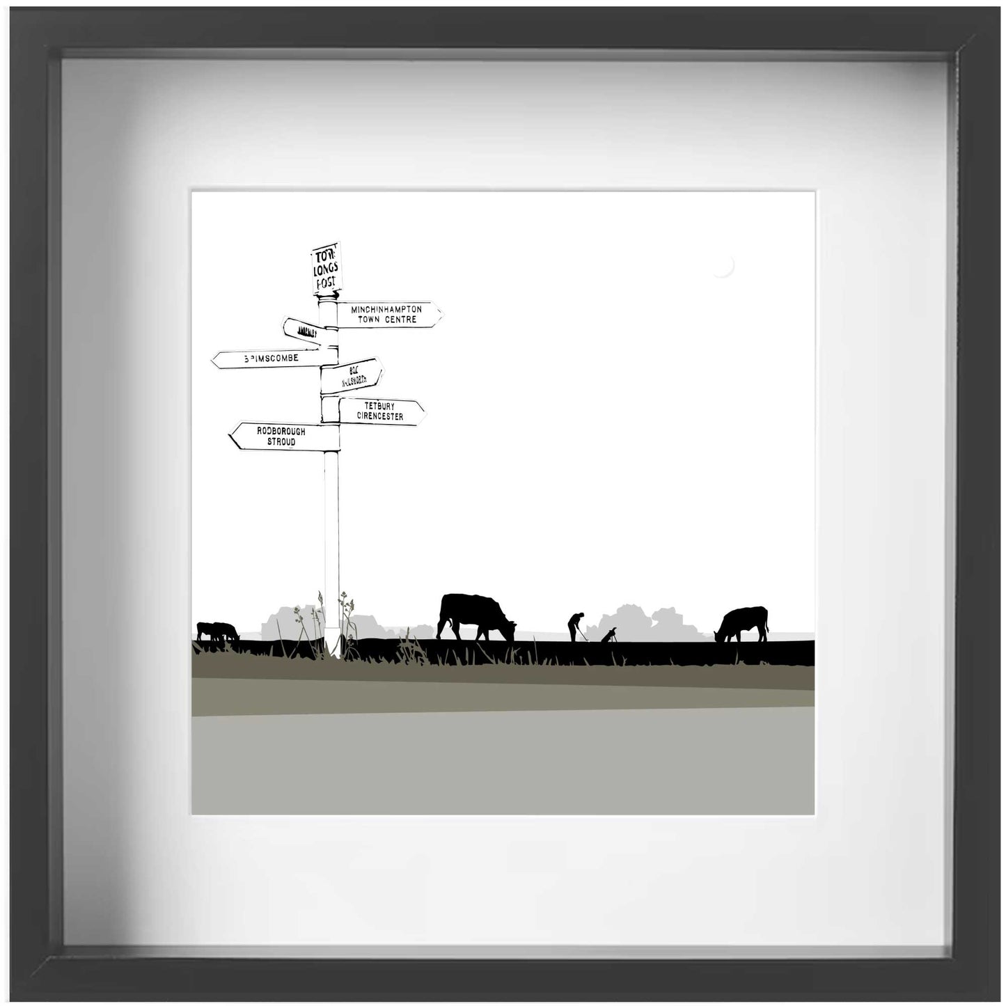 Tom Longs Post, Minchinhampton Common, Gloucestershire - Framed Art Print by Nichola Kent