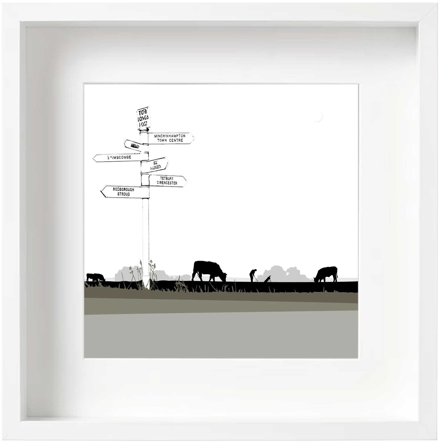 Tom Longs Post, Minchinhampton Common, Gloucestershire - Framed Art Print by Nichola Kent