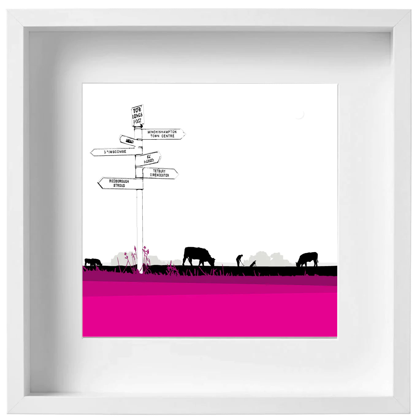 Tom Longs Post, Minchinhampton Common, Gloucestershire - Framed Art Print by Nichola Kent