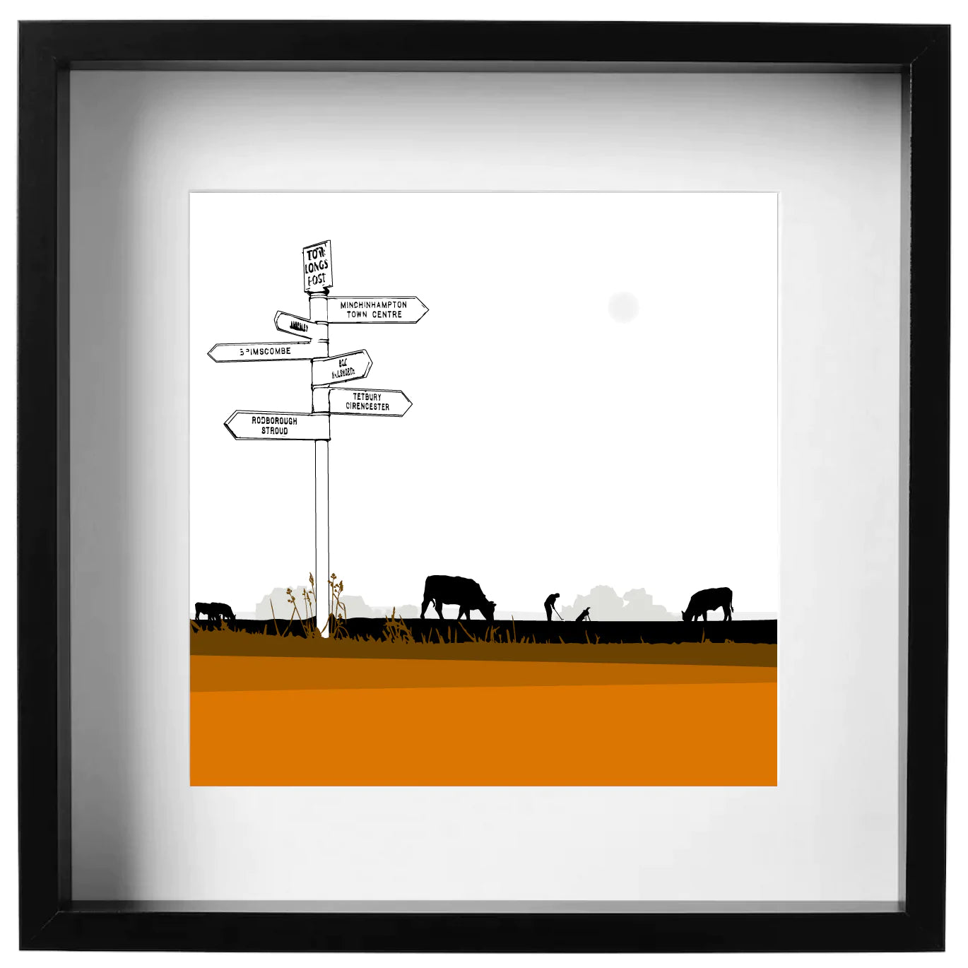 Tom Longs Post, Minchinhampton Common, Gloucestershire - Framed Art Print by Nichola Kent