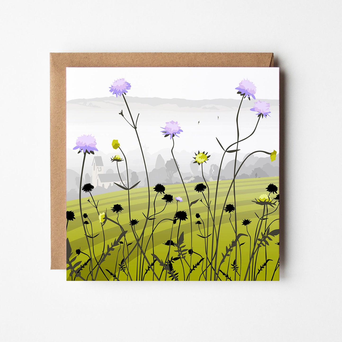 Selsley and misty valley view Blank Card