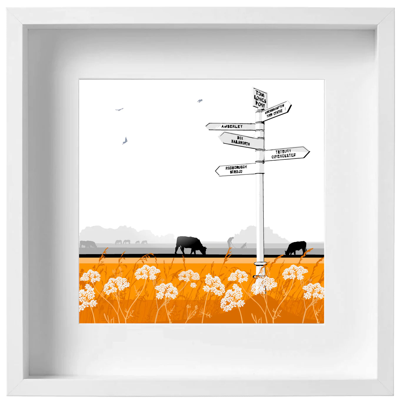 Tom Longs Post with wildflowers - Framed Art Print by Nichola Kent