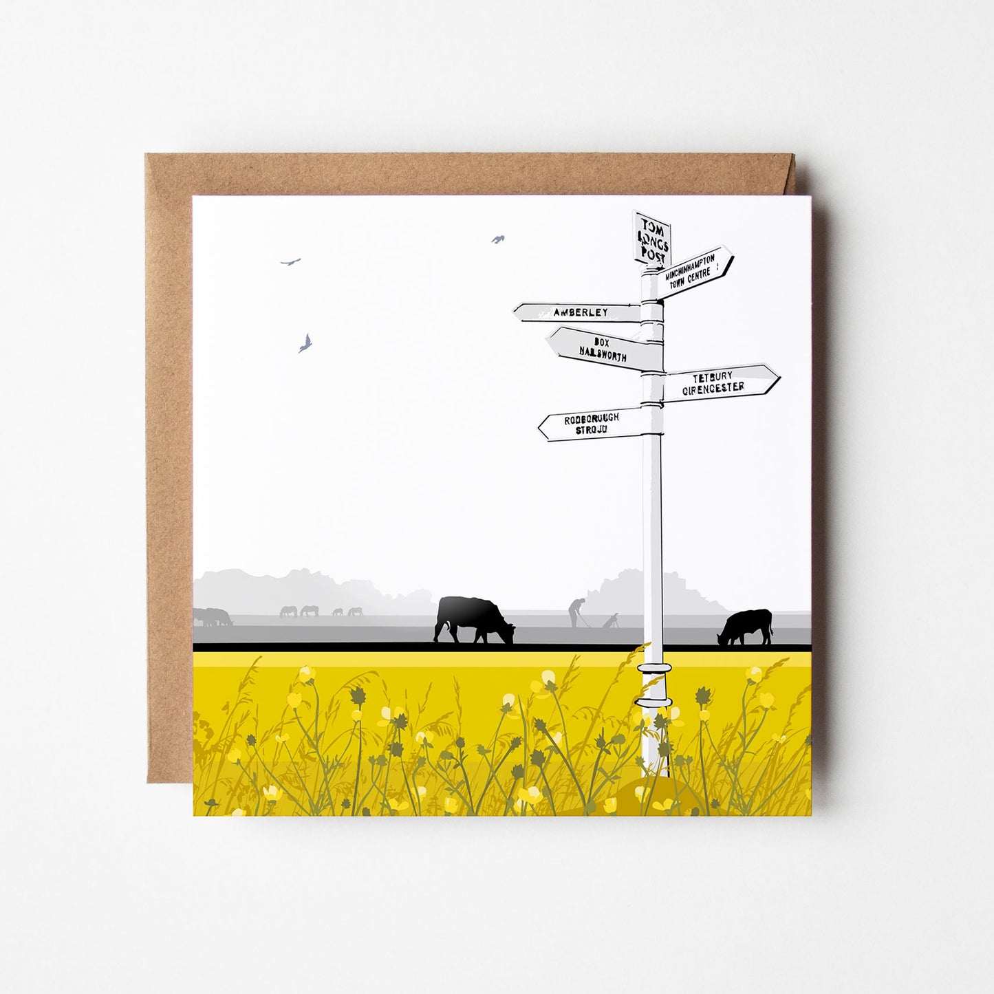 Tom Longs Post with Buttercups Blank Card