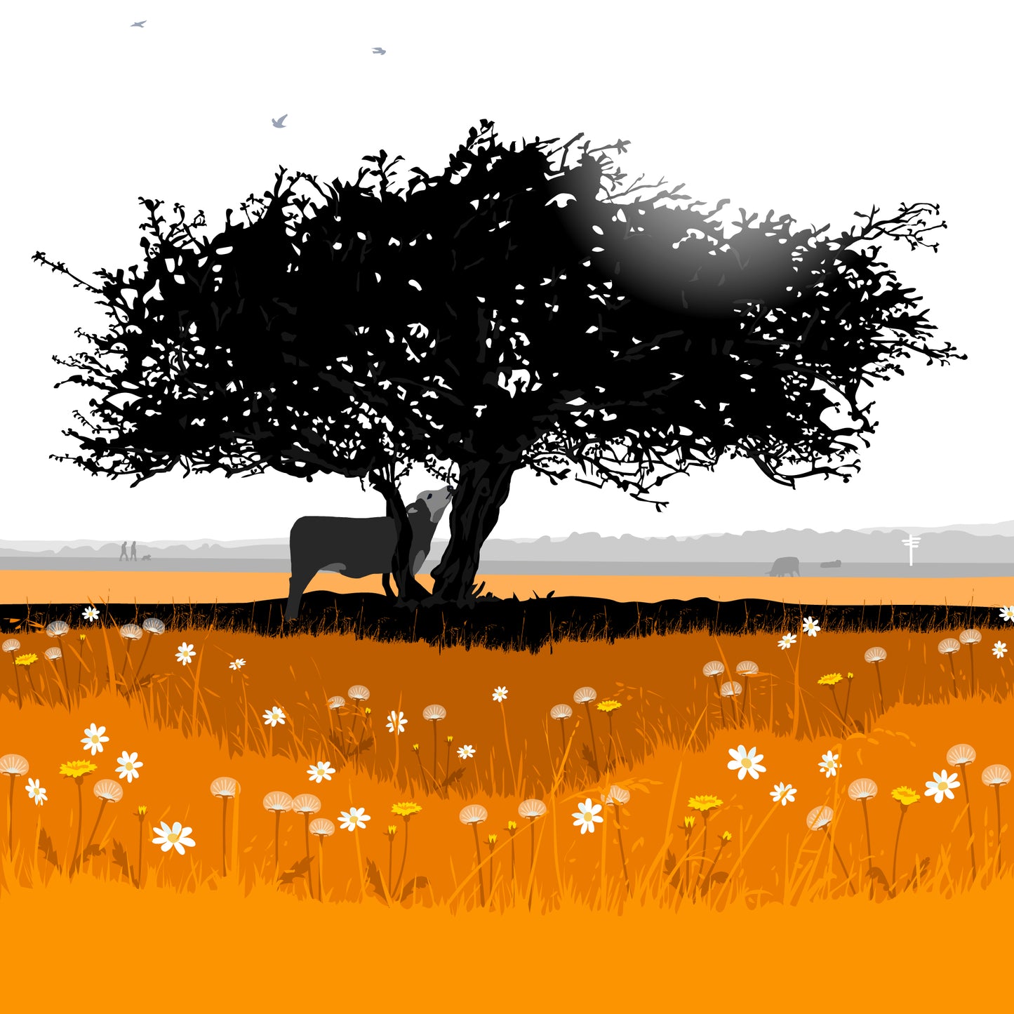 That Hawthorn Tree Orange Blank Card