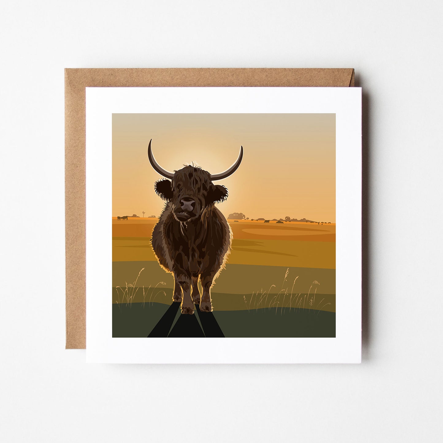 Highland at Sunset Blank Card