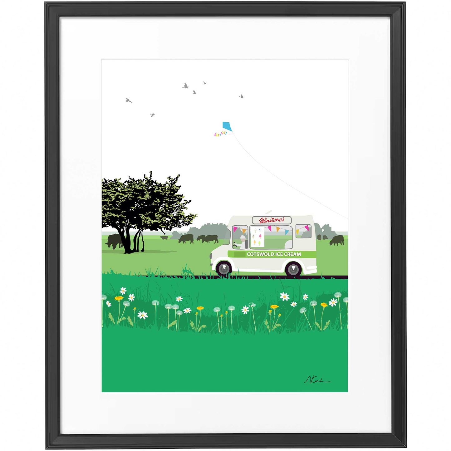 Winstones Ice Cream Van - Art Print by Nichola Kent