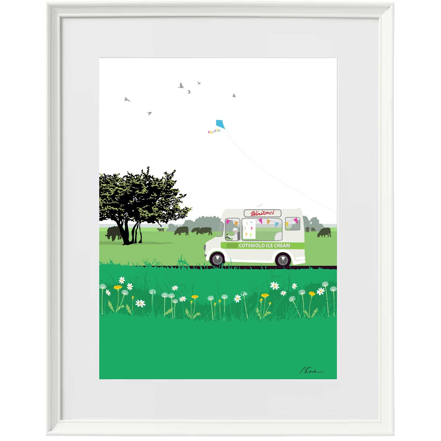 Winstones Ice Cream Van - Art Print by Nichola Kent