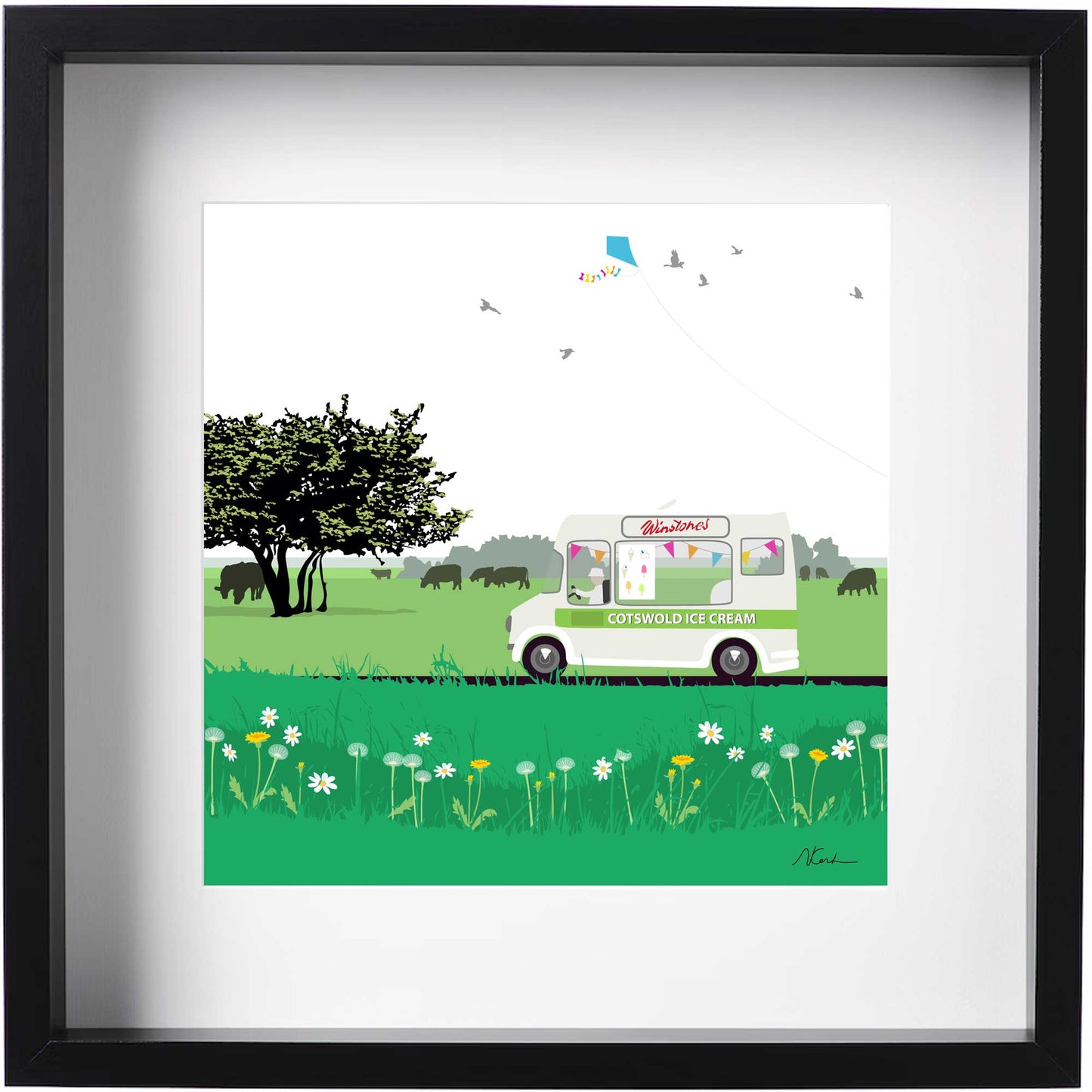 Winstones Ice Cream Van - Art Print by Nichola Kent