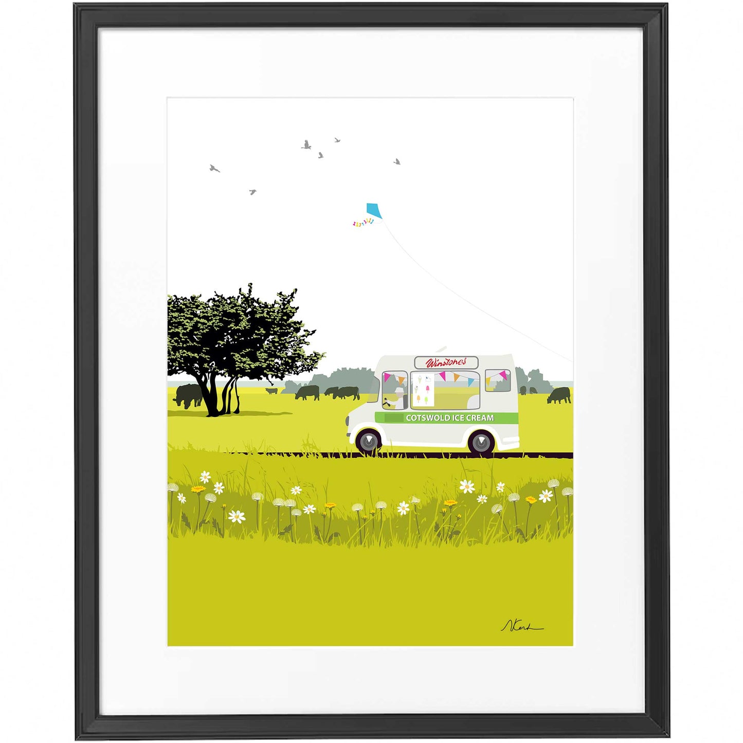 Winstones Ice Cream Van - Art Print by Nichola Kent