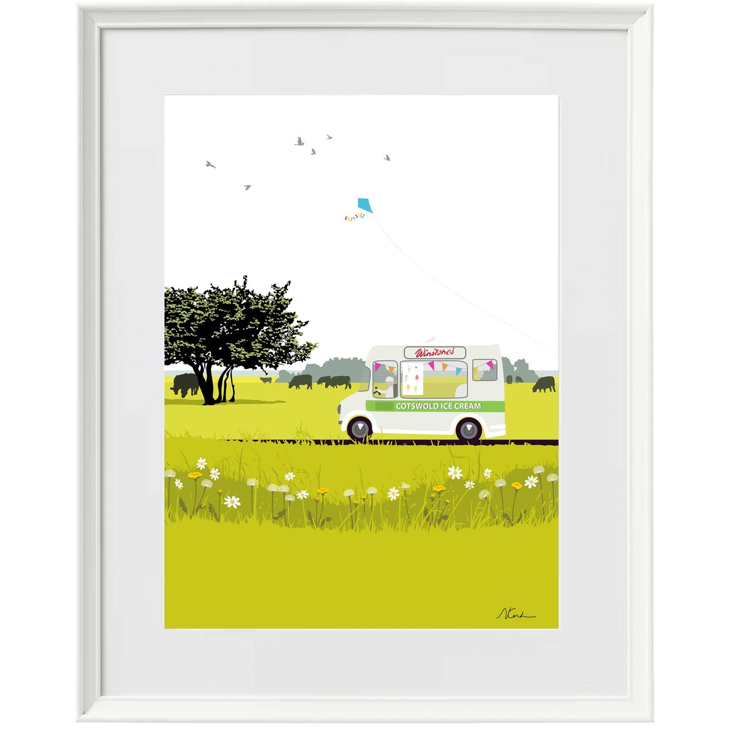 Winstones Ice Cream Van - Art Print by Nichola Kent