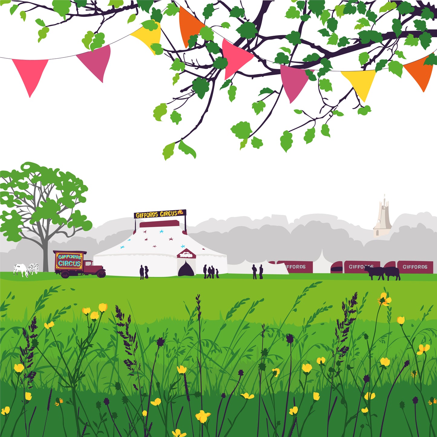 The Circus, Minchinhampton - Blank Card - Jade Green