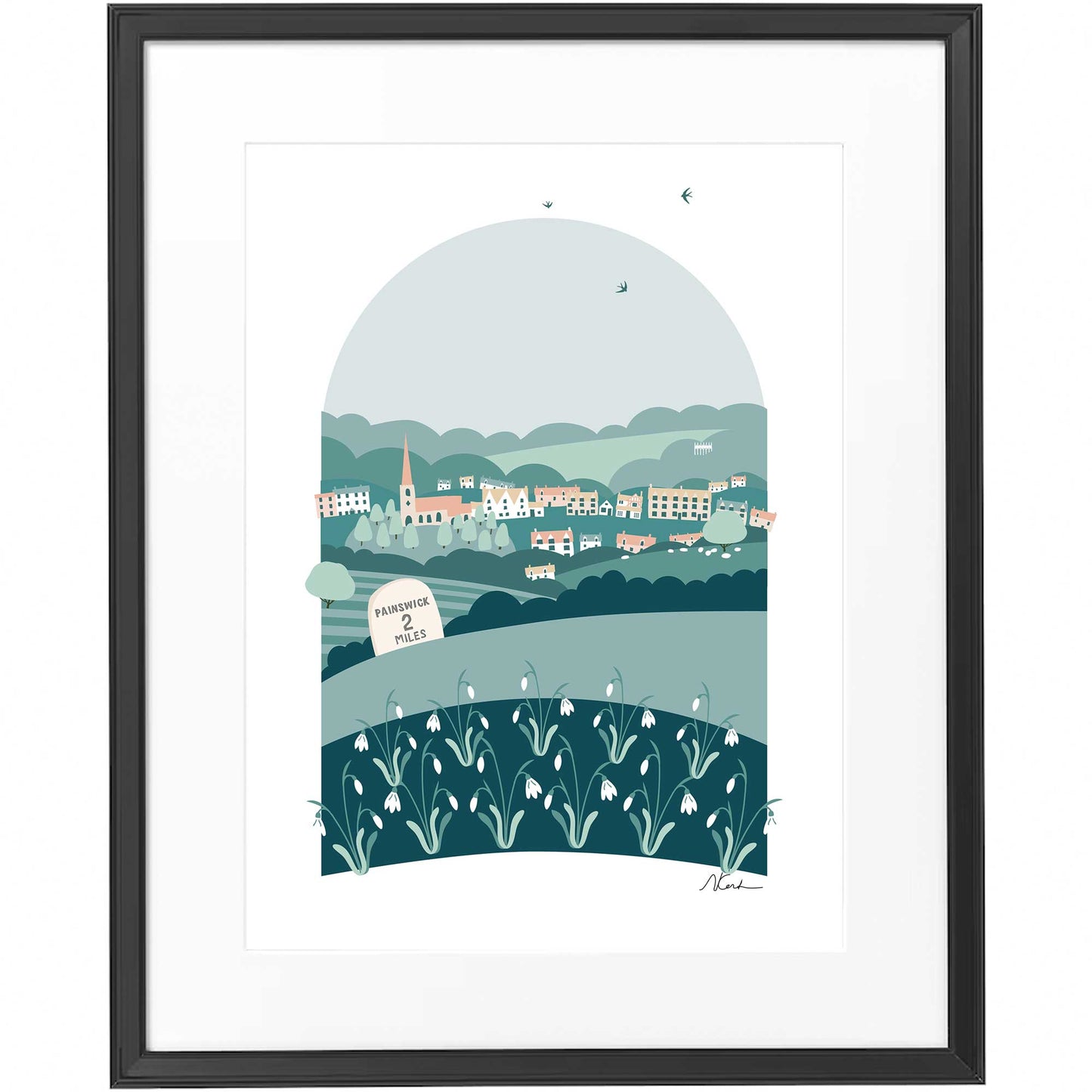Signposted Painswick - Framed Print - Green