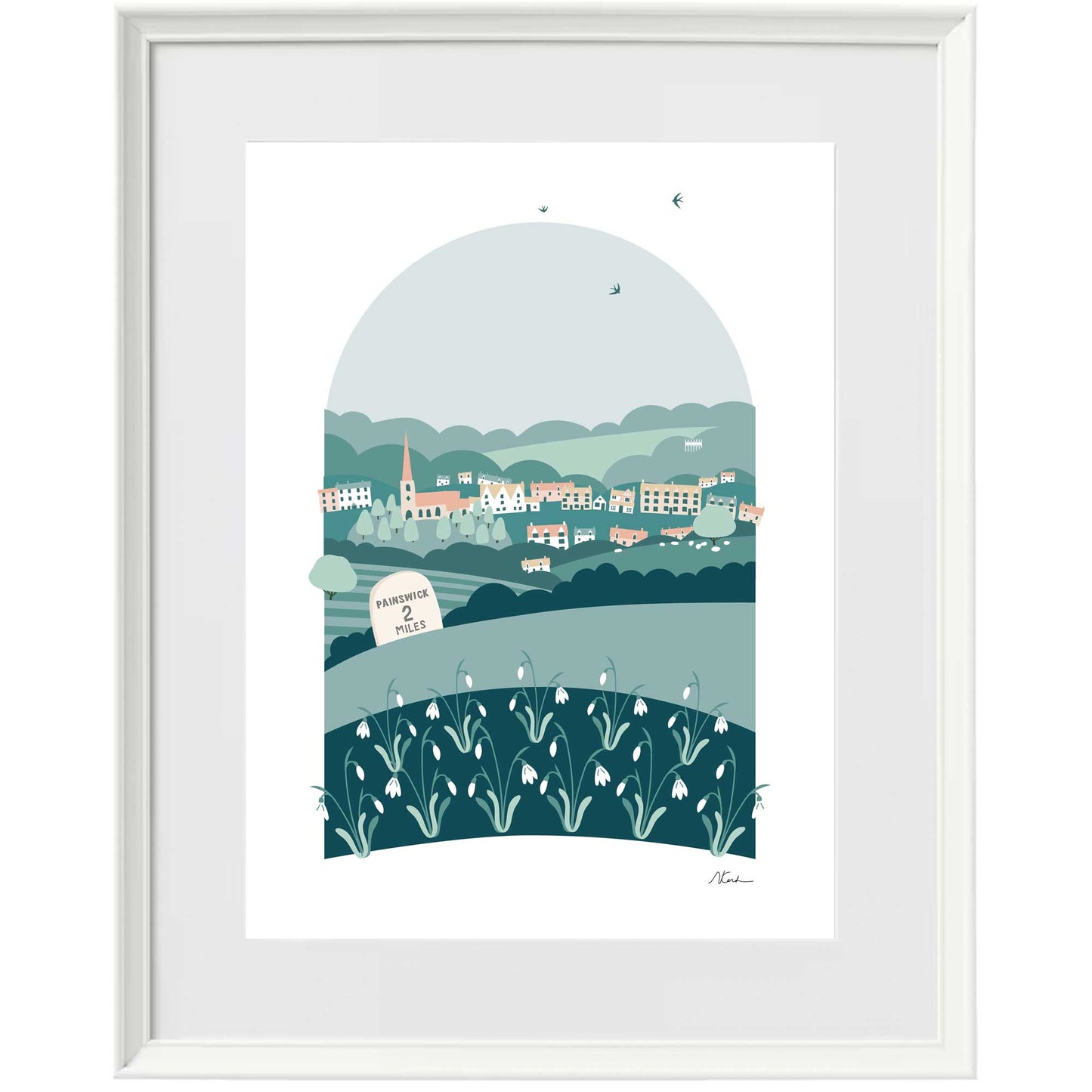 Signposted Painswick - Framed Print - Green