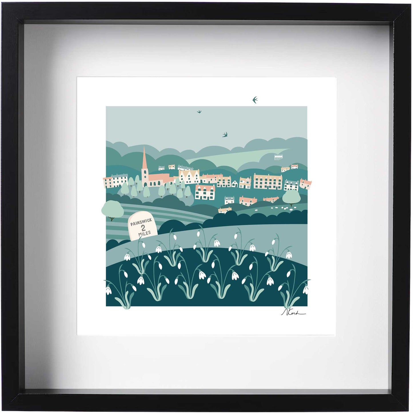 Signposted Painswick - Framed Print - Green