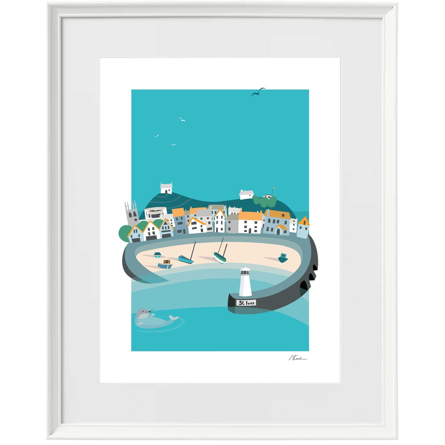 Signposted St Ives - Framed Print - Blue