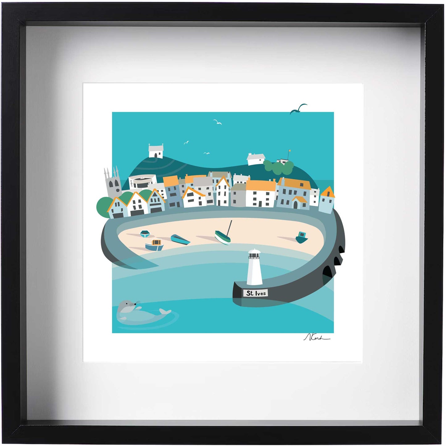 Signposted St Ives - Framed Print - Blue