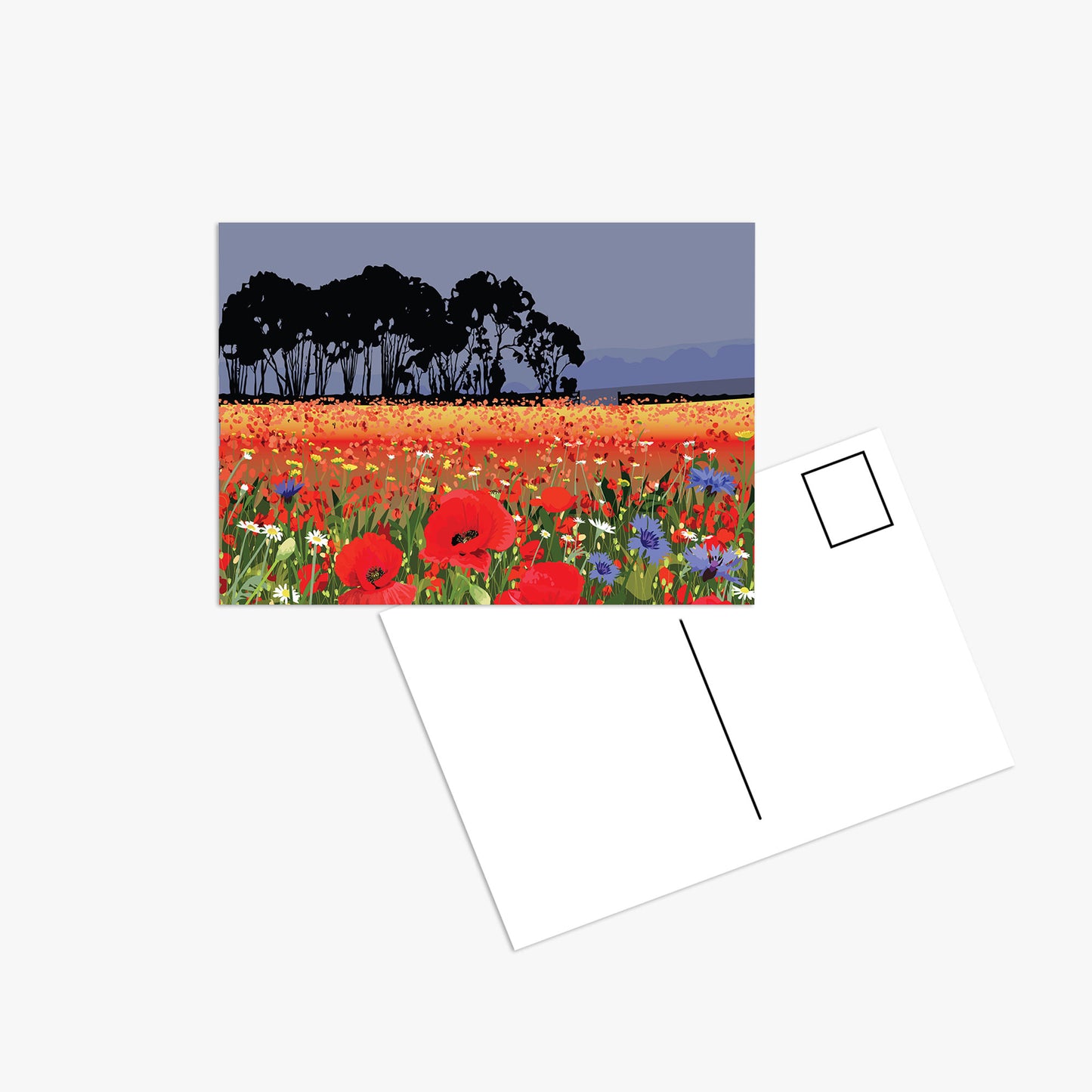 Poppies and Dark Skies - Postcard