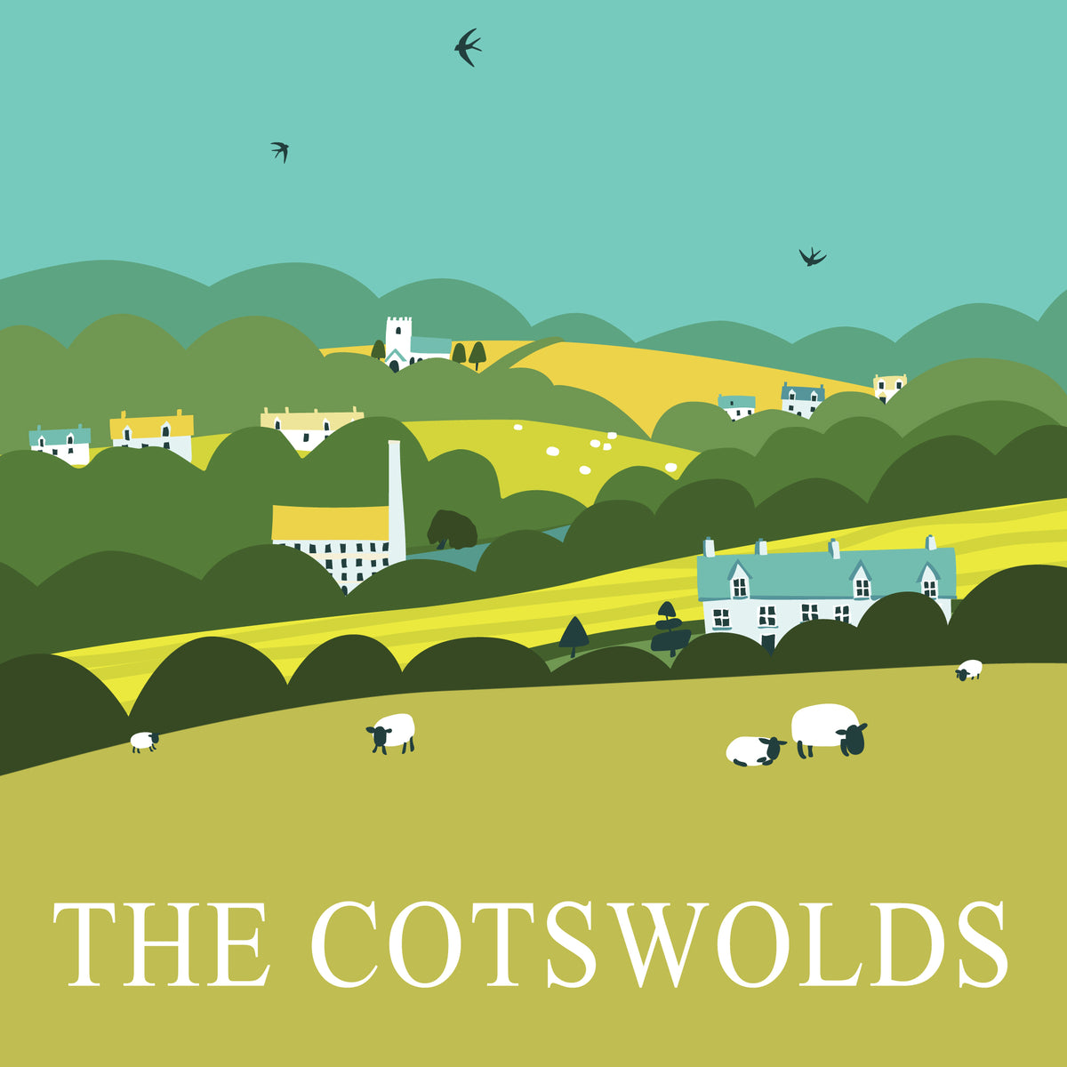 The Cotswolds - Green - Blank Card