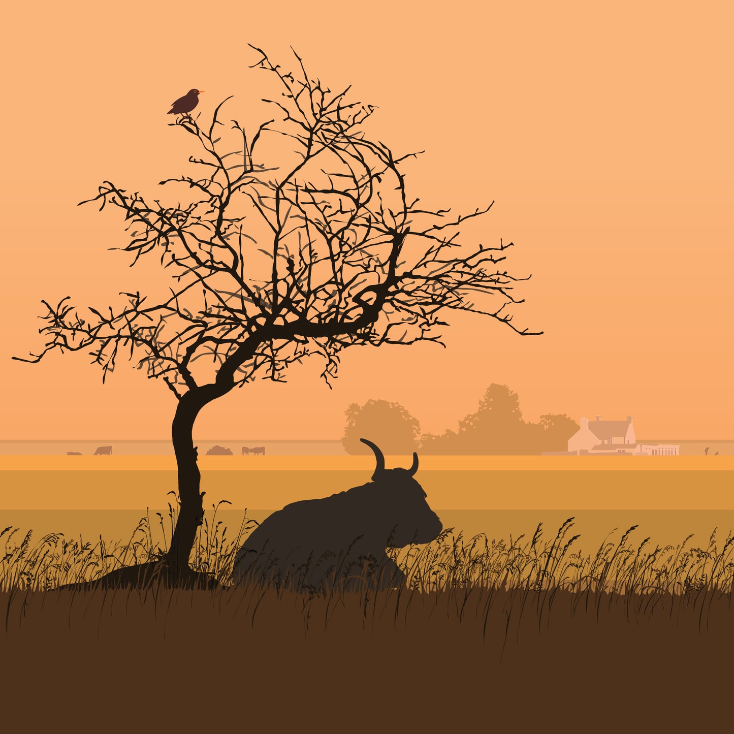 Lodge View - Sunset - Blank Card