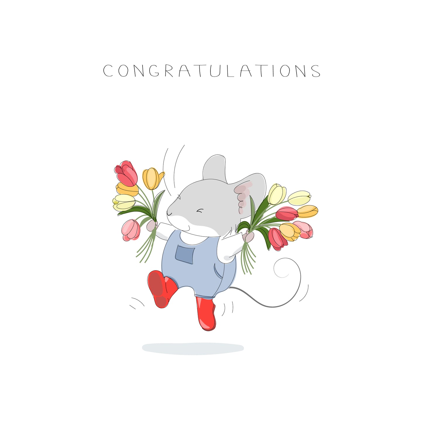 Congratulations Mouse with Tulips Card