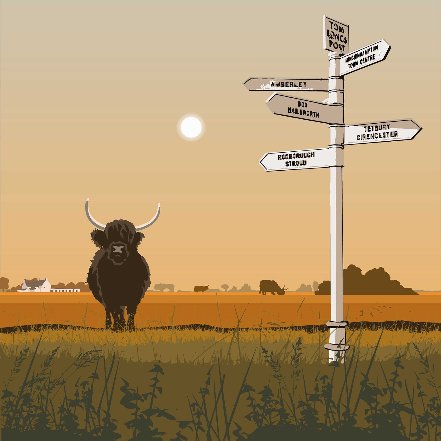 Highland at Tom Longs Post Sunset Blank Card