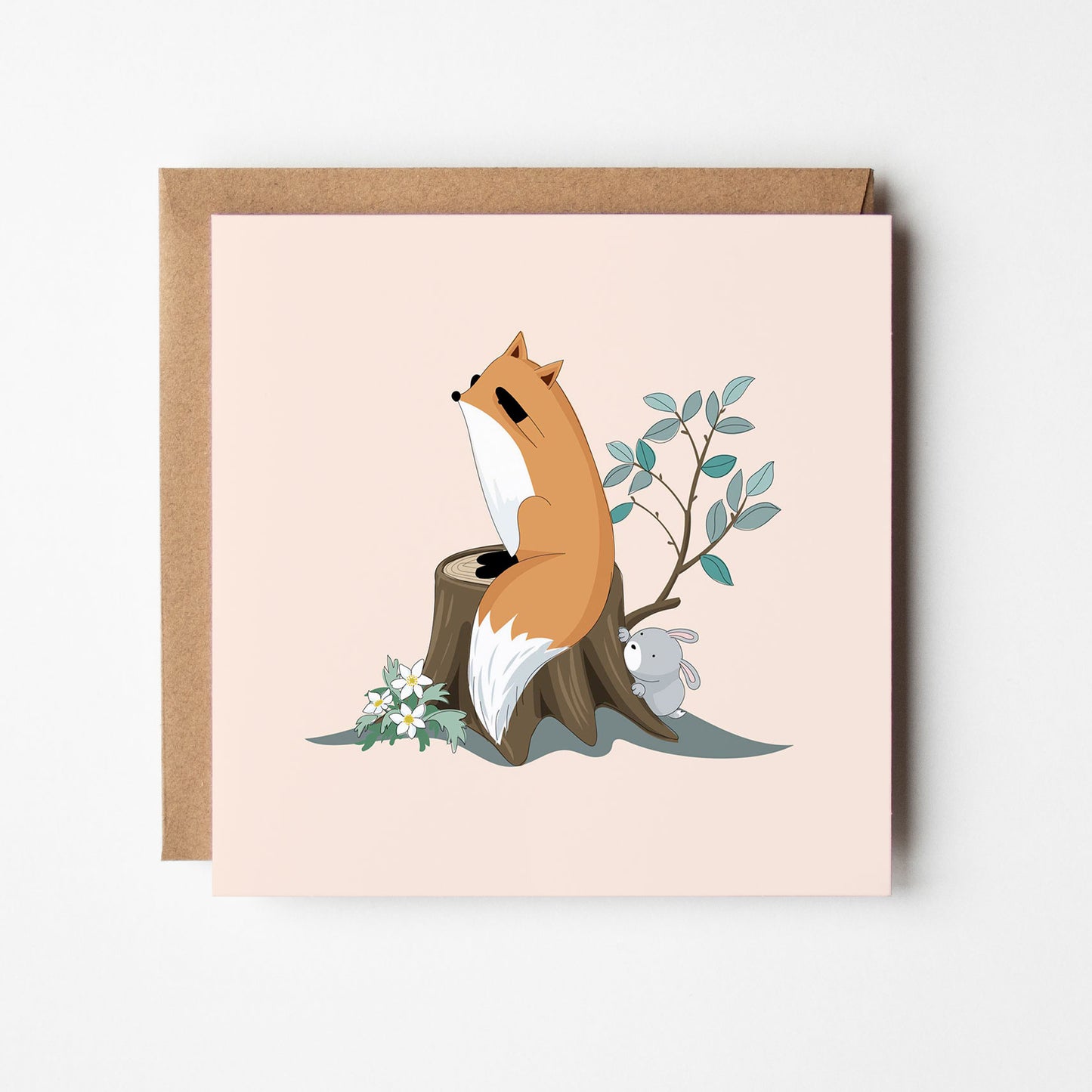 Fox and Rabbit play hide and seek 2 - Blank Card