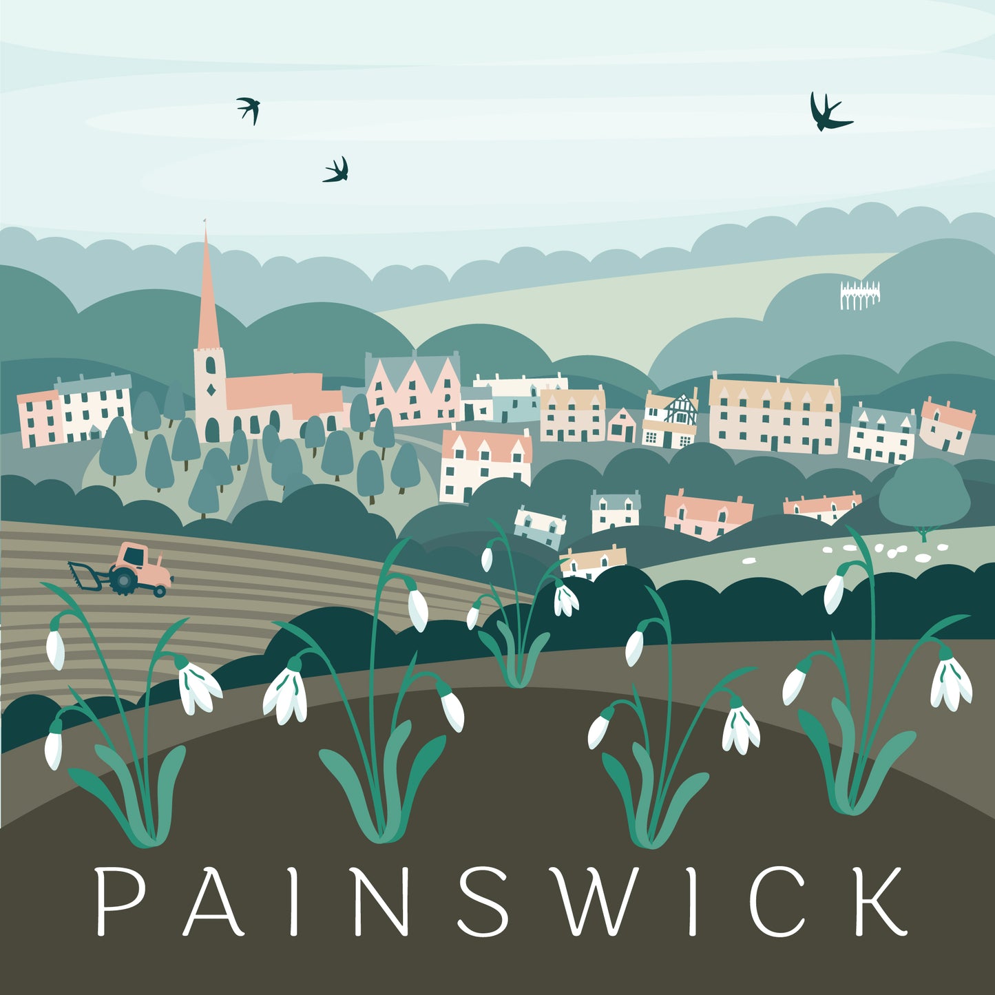 Painswick with Snowdrops Card