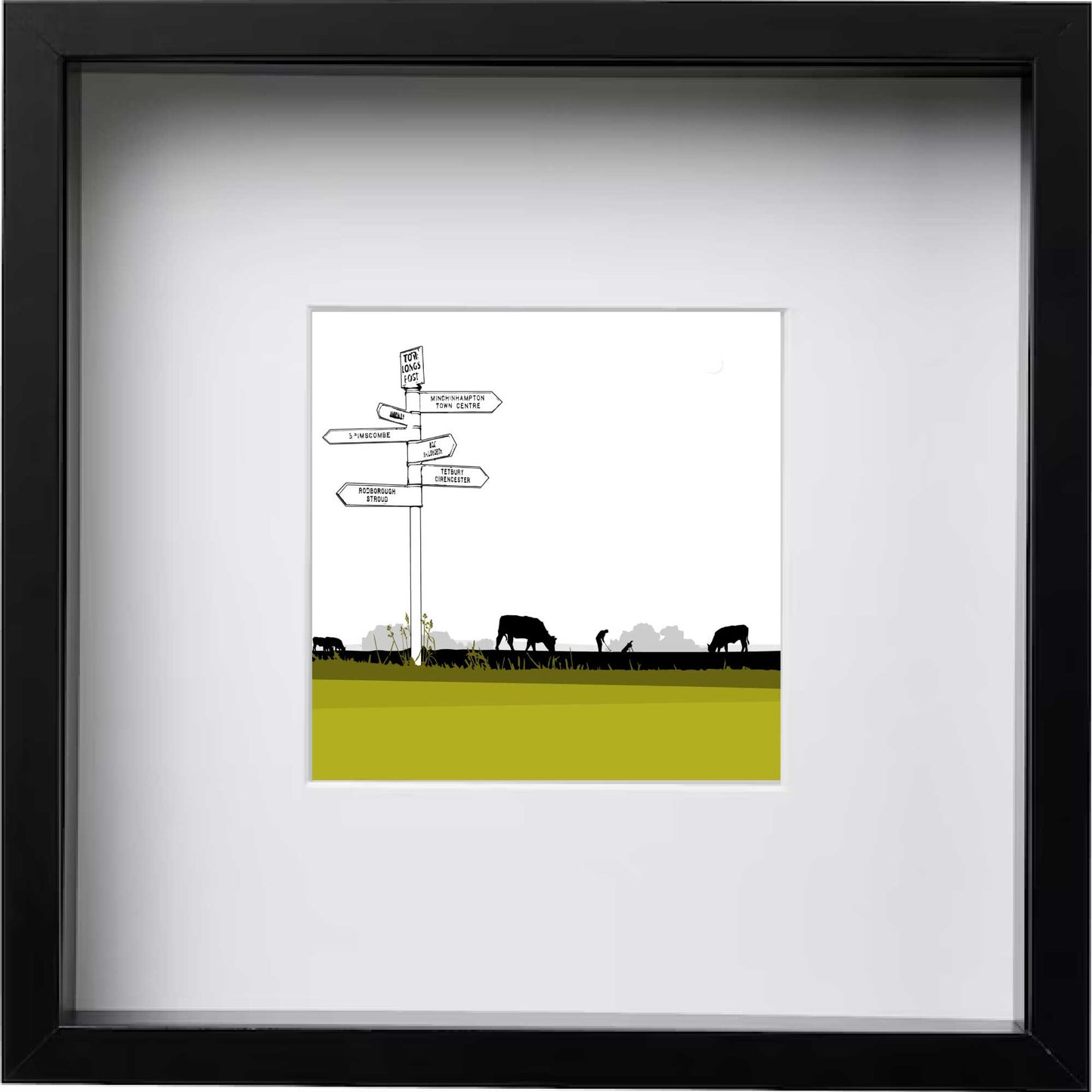 Tom Longs Post, Minchinhampton Common, Gloucestershire - Framed Art Print by Nichola Kent