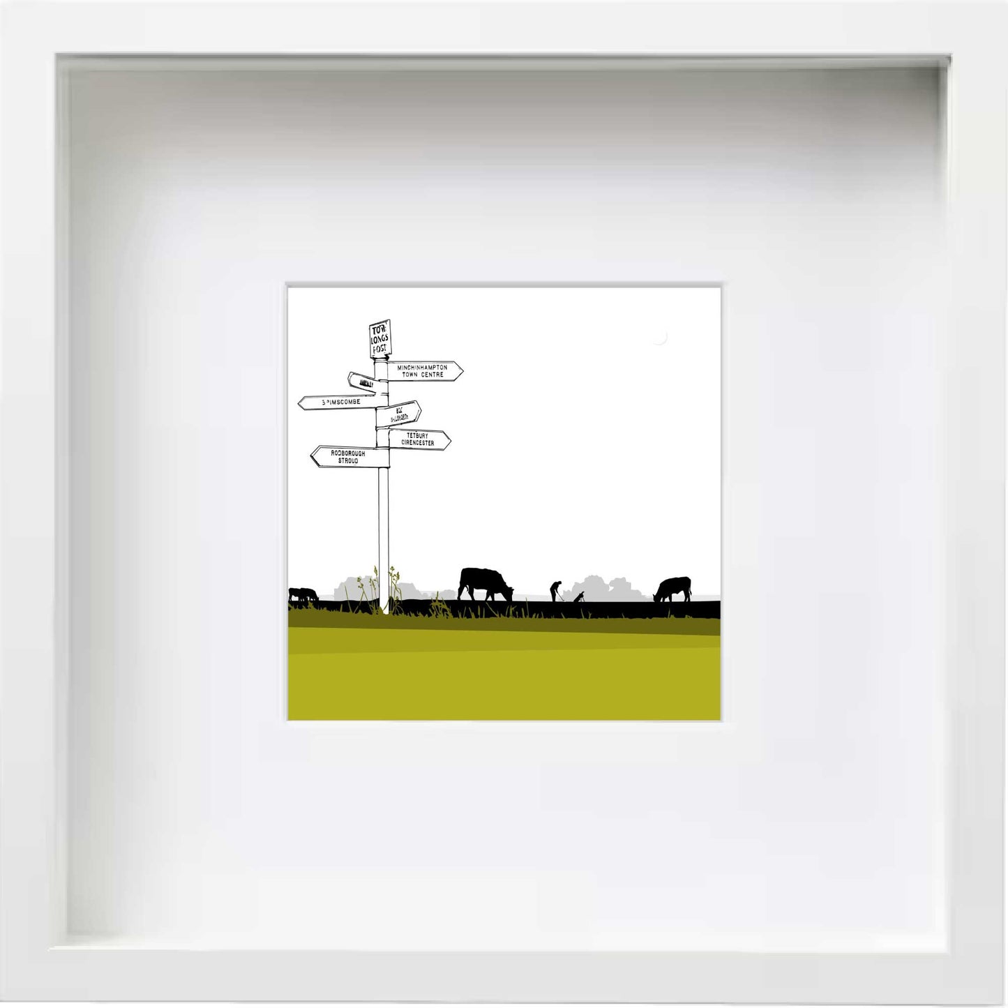 Tom Longs Post, Minchinhampton Common, Gloucestershire - Framed Art Print by Nichola Kent