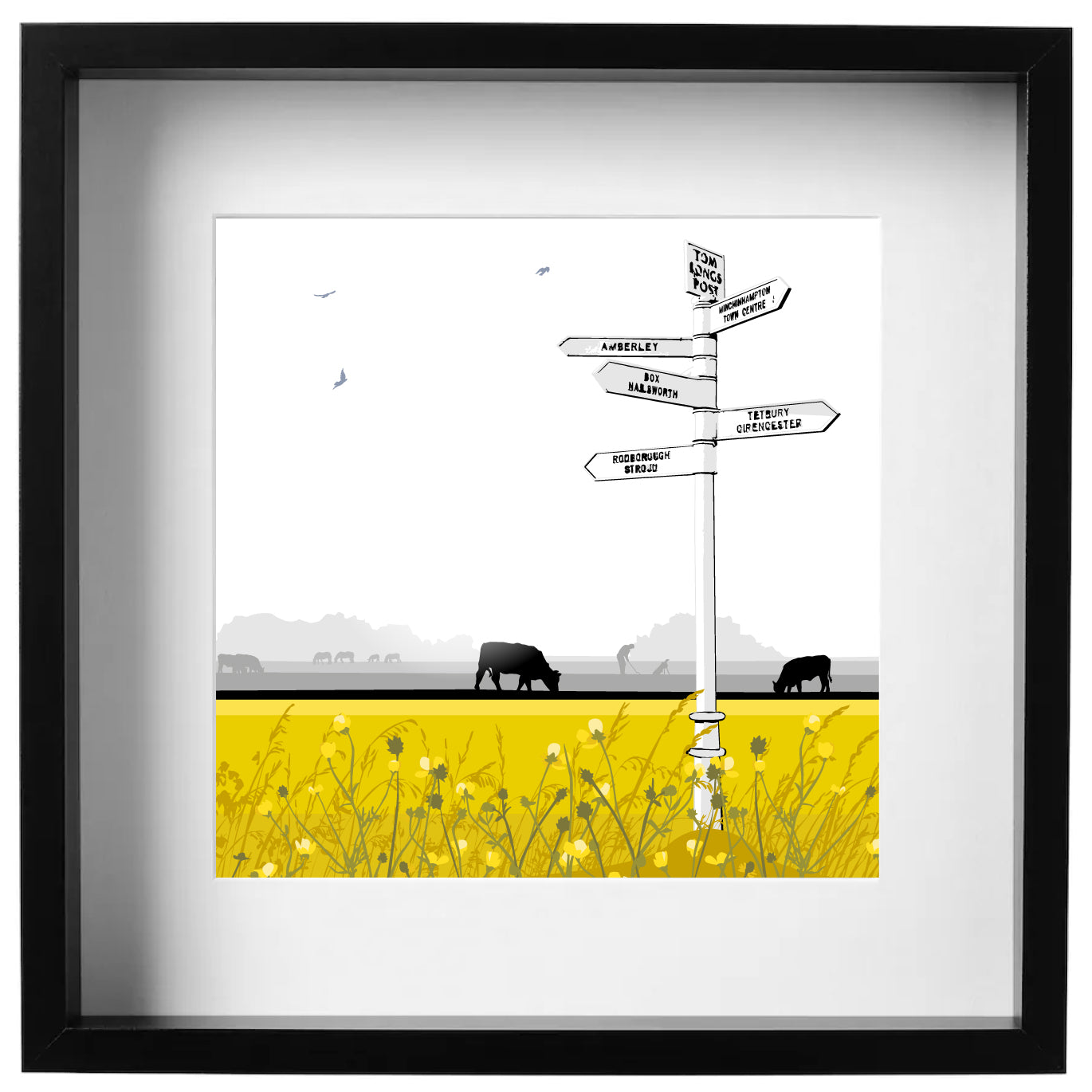 Tom Longs Post with wildflowers - Framed Art Print by Nichola Kent