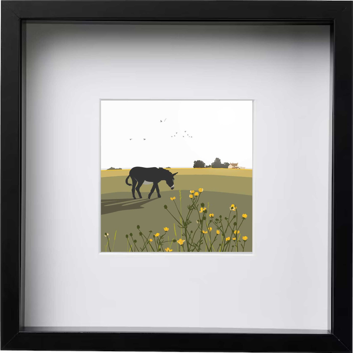 Alfie the Donkey on Minchinhampton Common - Green - Kent and Co Framed Art Print by Nichola Kent