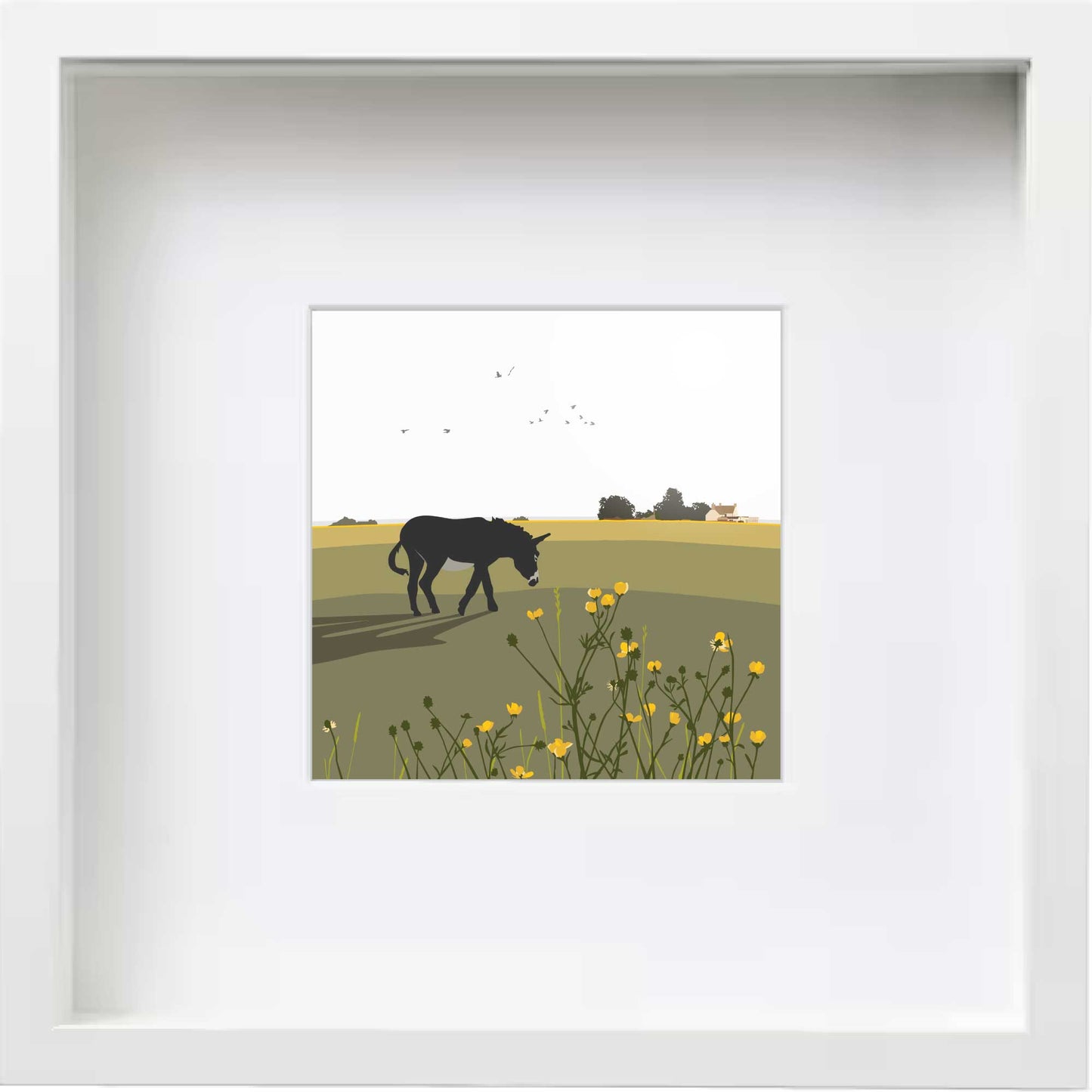 Alfie the Donkey on Minchinhampton Common - Green - Kent and Co Framed Art Print by Nichola Kent