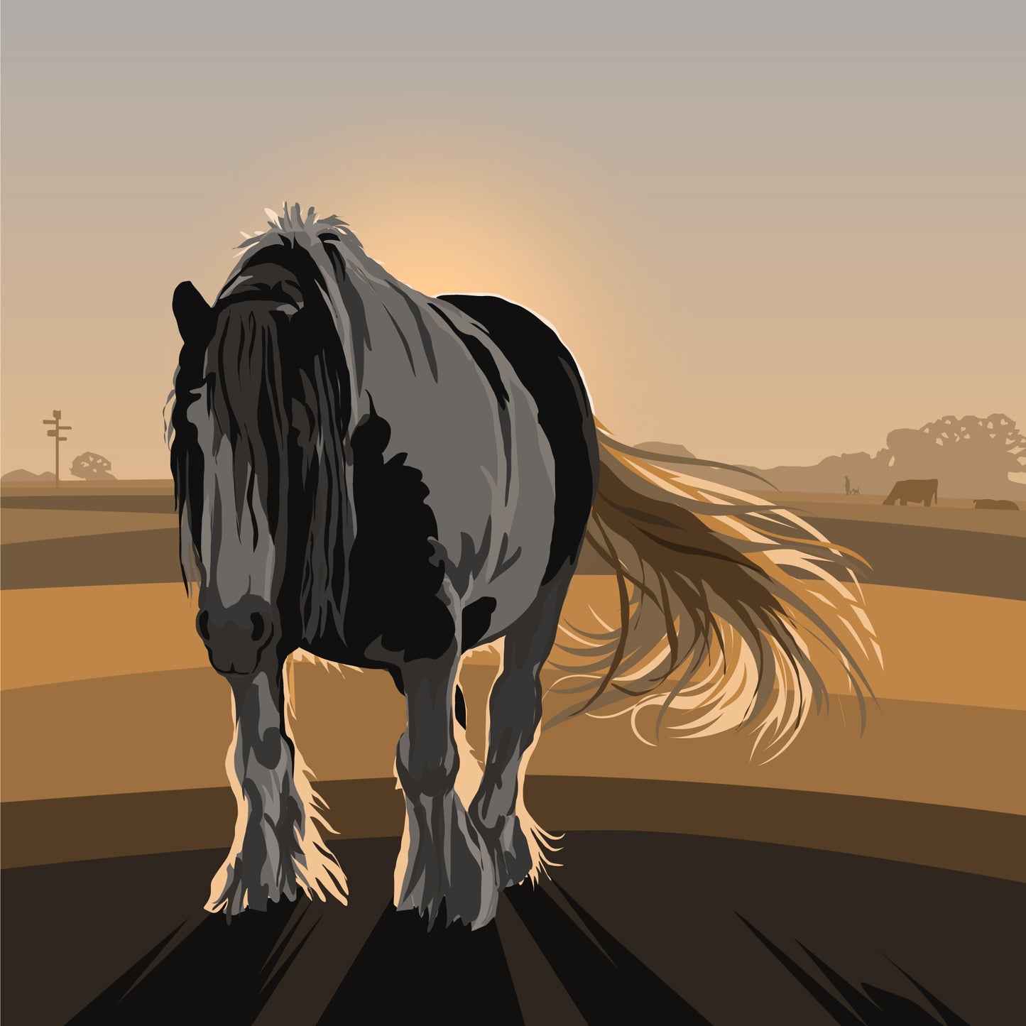 Cob Horse at Sunset Blank Card