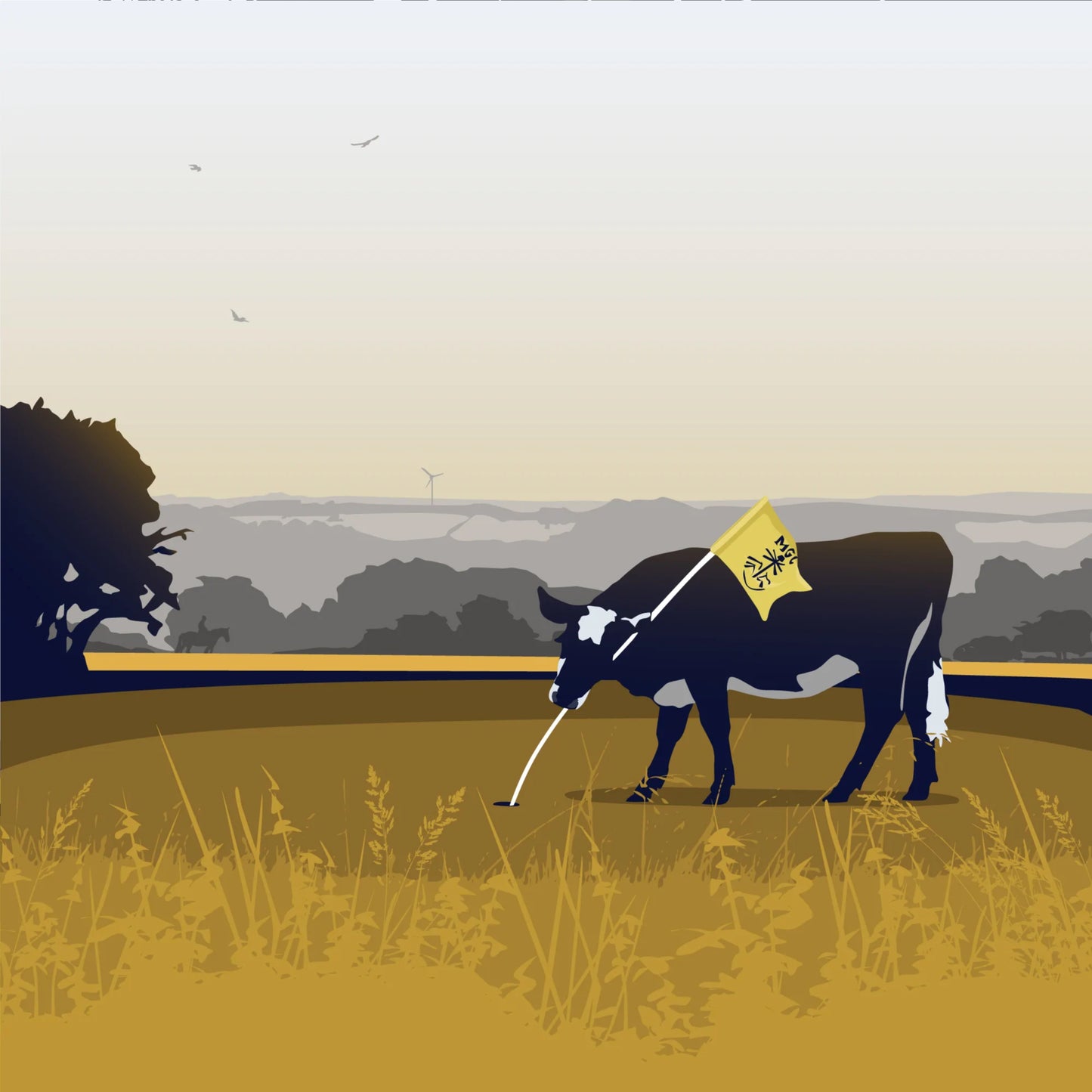 Golf Cow Blank Card