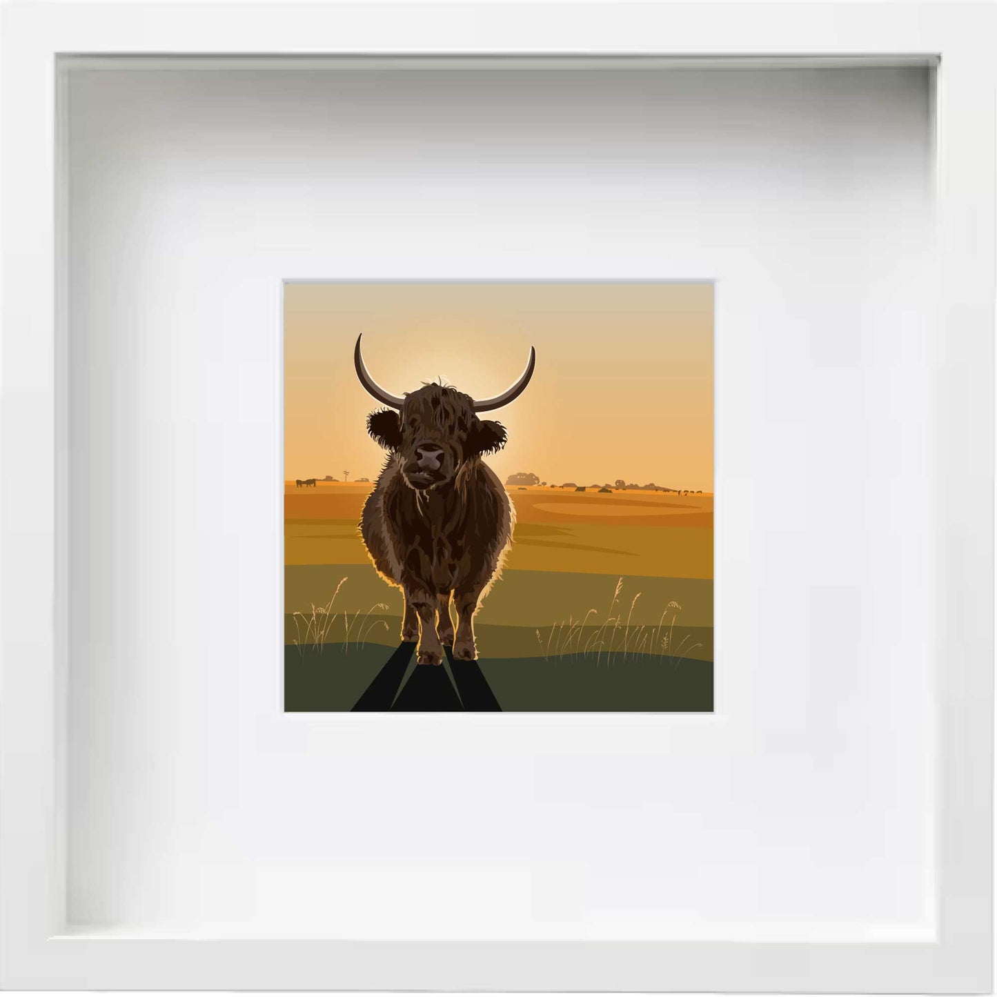 Highland Cow at Sunset - Framed Art Print by Nichola Kent