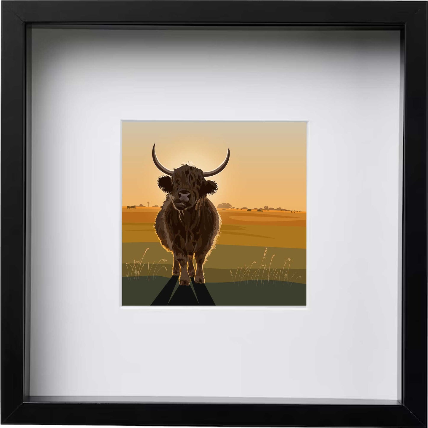 Highland Cow at Sunset - Framed Art Print by Nichola Kent