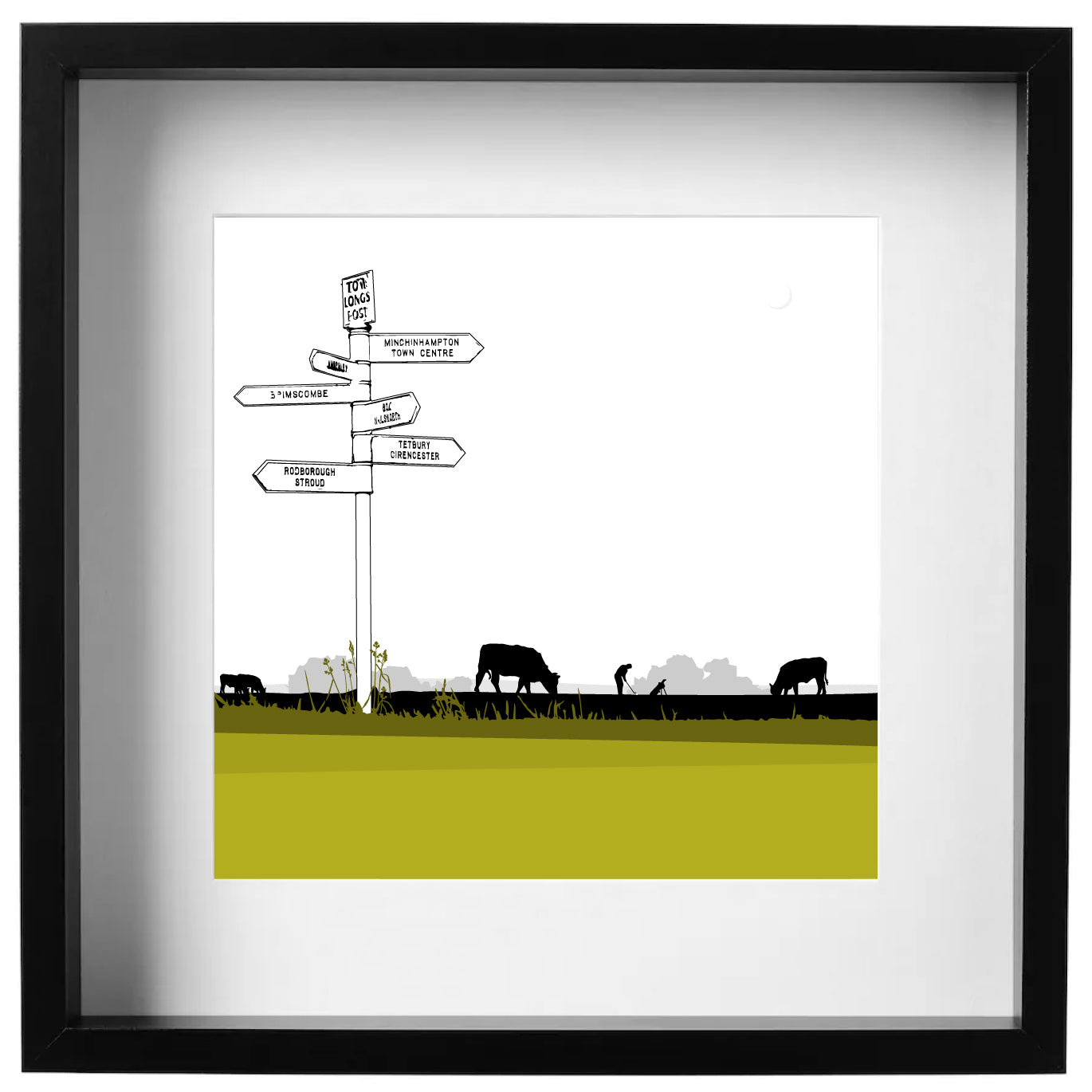 Tom Longs Post, Minchinhampton Common, Gloucestershire - Framed Art Print by Nichola Kent