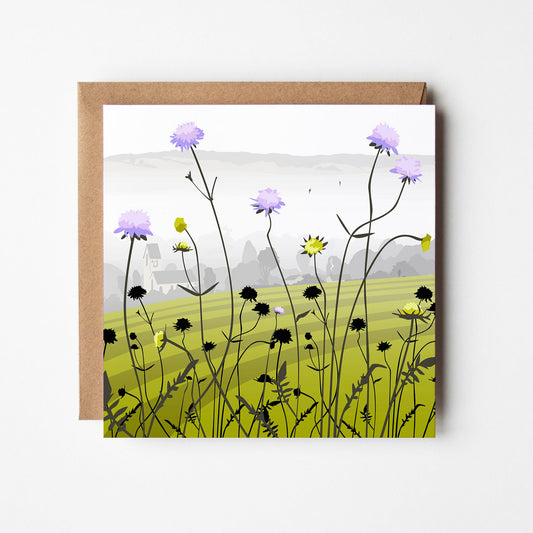 Selsley and misty valley view Blank Card
