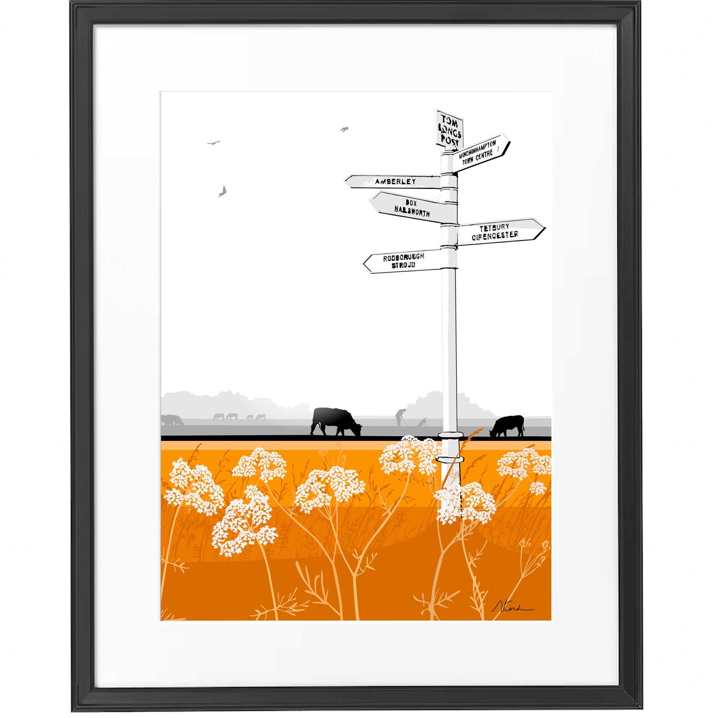 Tom Longs Post with wildflowers - Framed Art Print by Nichola Kent