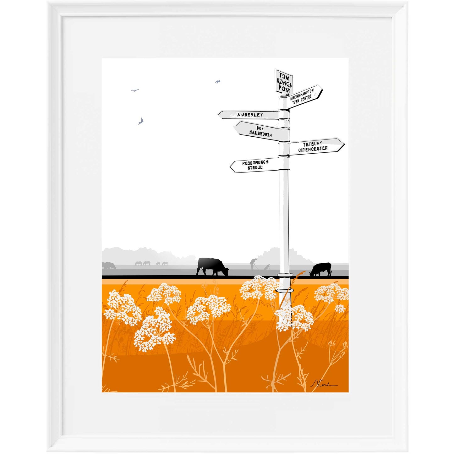 Tom Longs Post with wildflowers - Framed Art Print by Nichola Kent