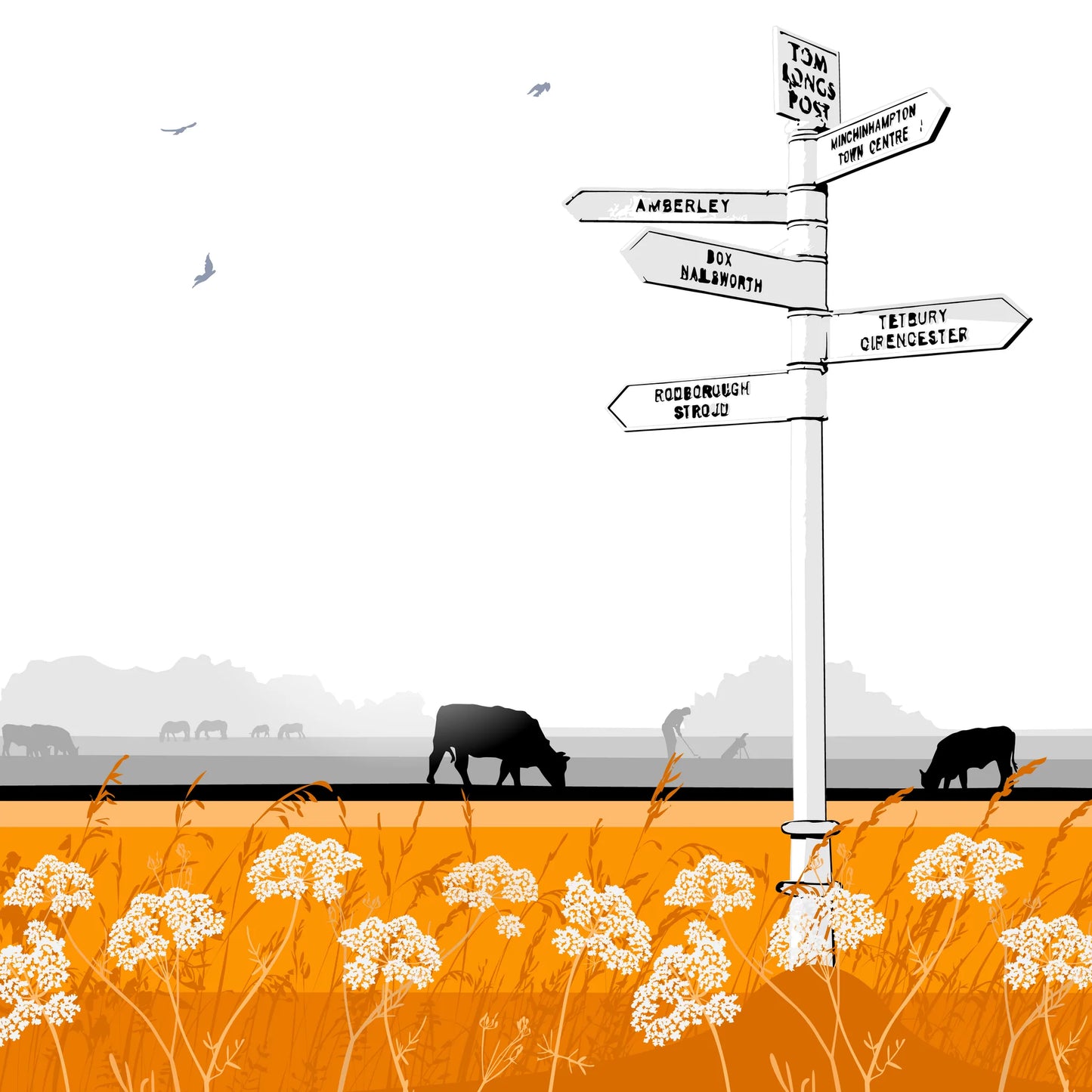 Tom Longs Post and Flowers - Giclée Art Print by Nichola Kent