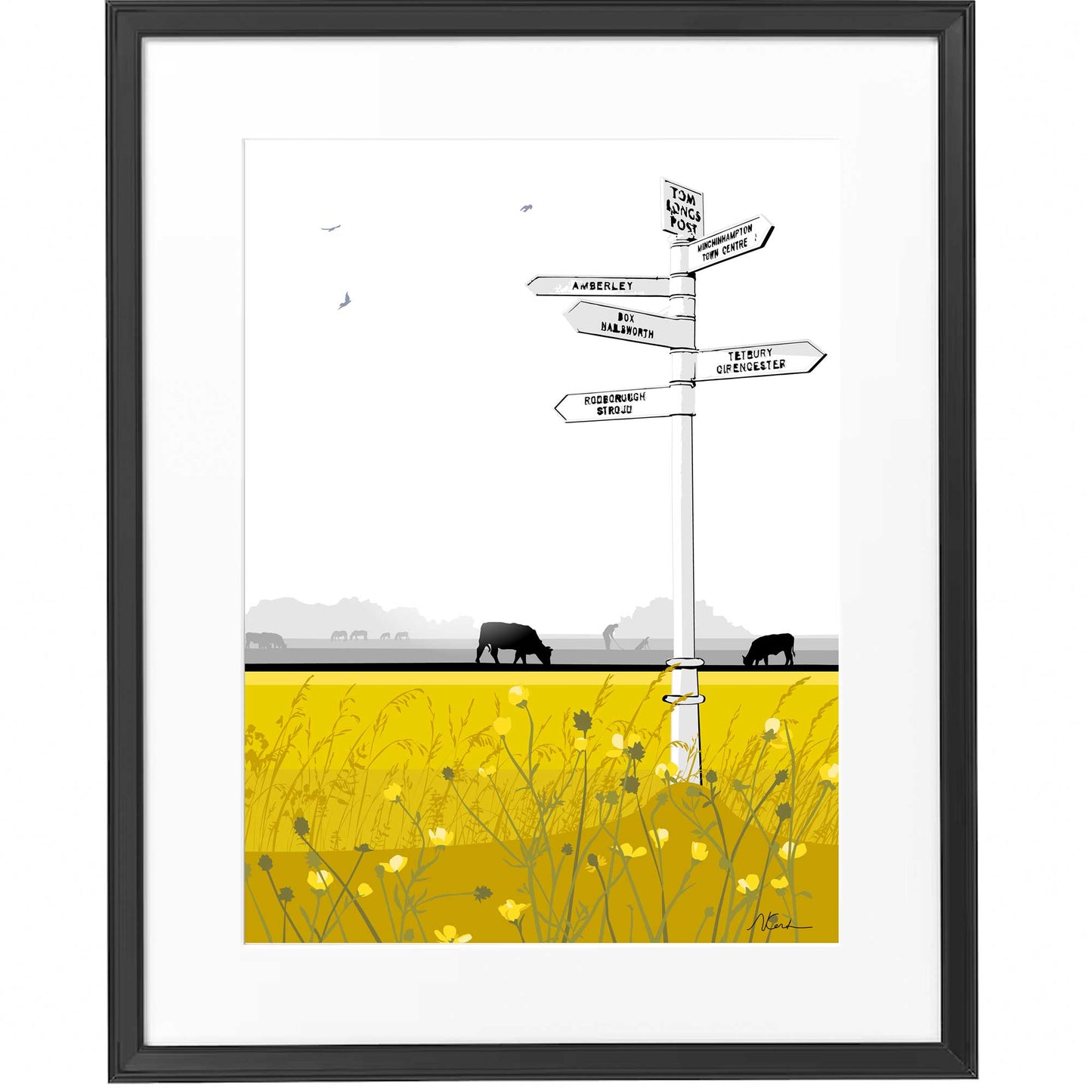 Tom Longs Post with wildflowers - Framed Art Print by Nichola Kent