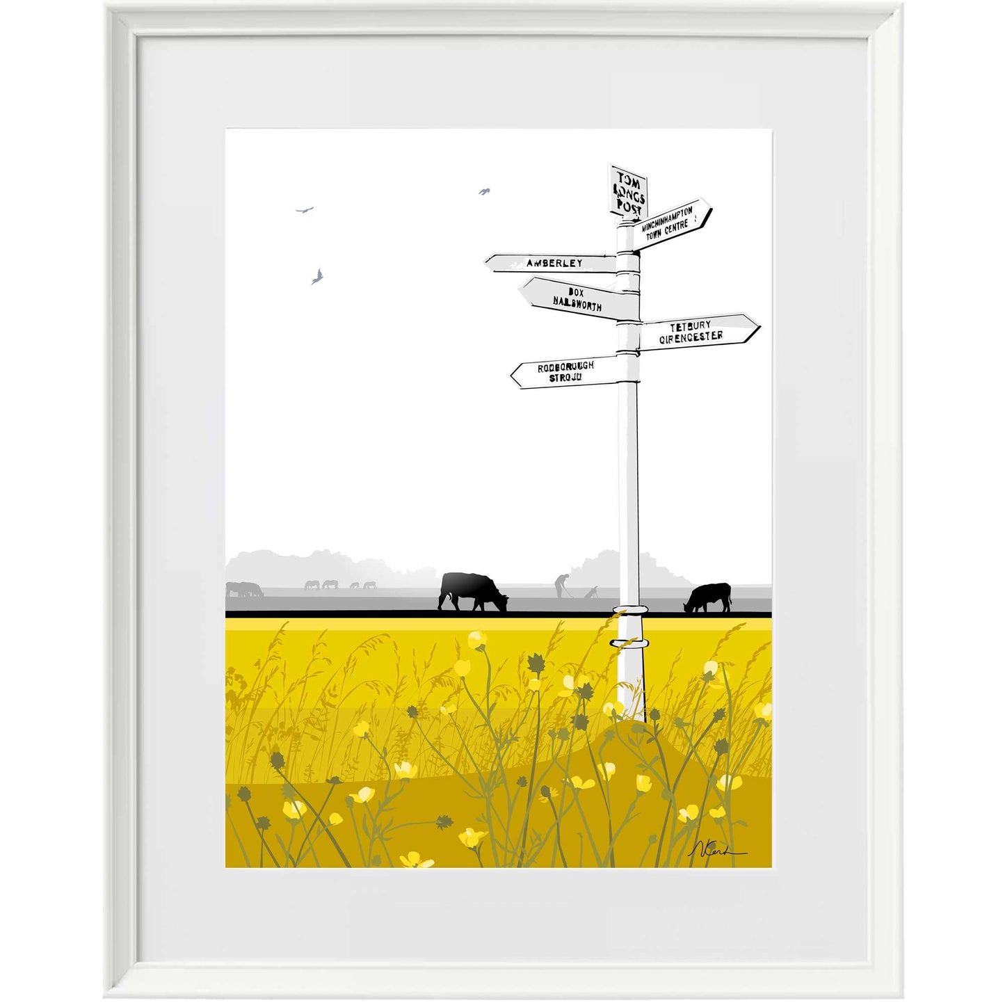 Tom Longs Post with wildflowers - Framed Art Print by Nichola Kent