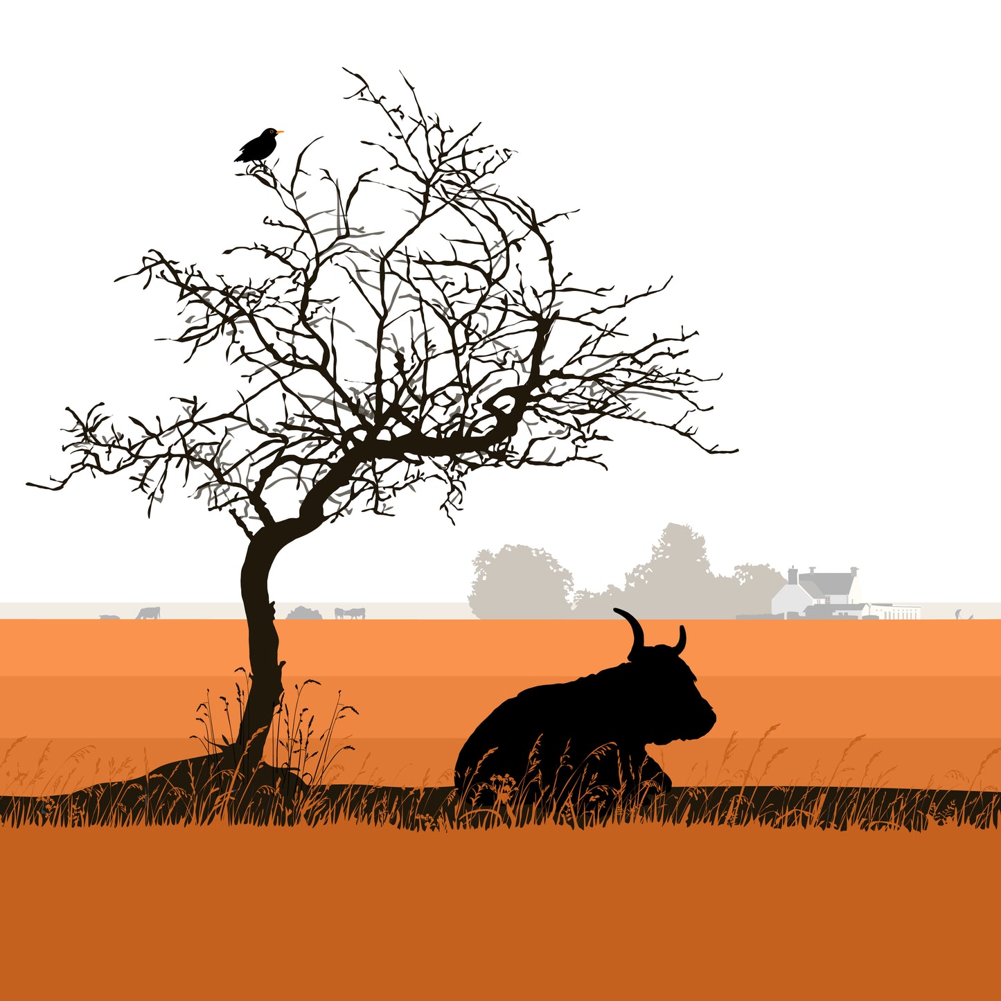 Lodge View - Orange - Blank Card