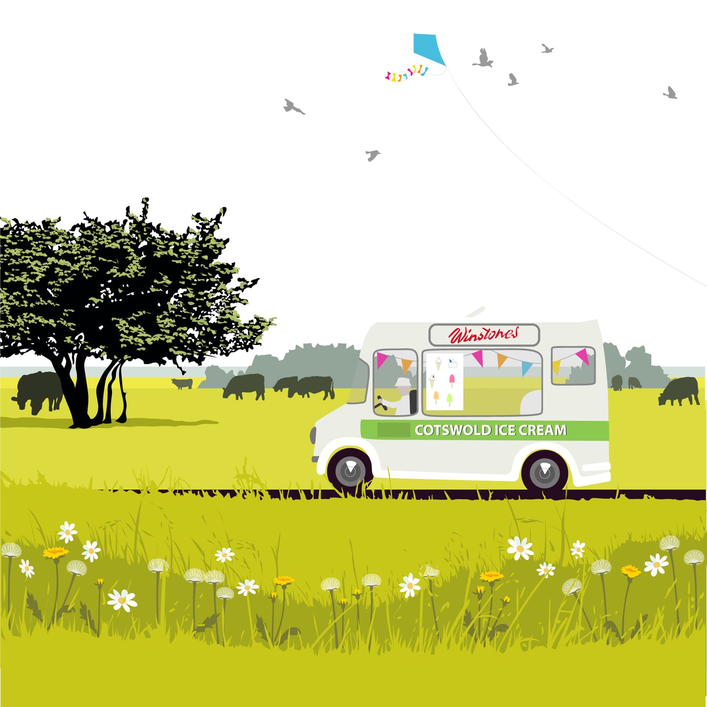 The Ice Cream Van - Giclée Art Print by Nichola Kent