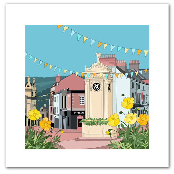Sims' Clock, Stroud - Kent and Co Art Print by Nichola Kent
