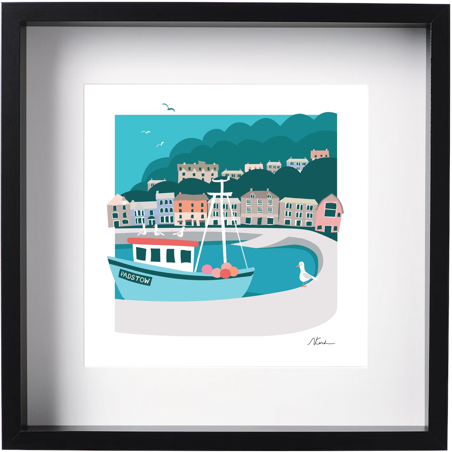 Signposted Padstow - Framed Print - Blue