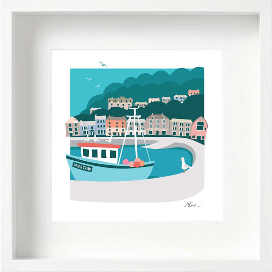 Signposted Padstow - Framed Print - Blue